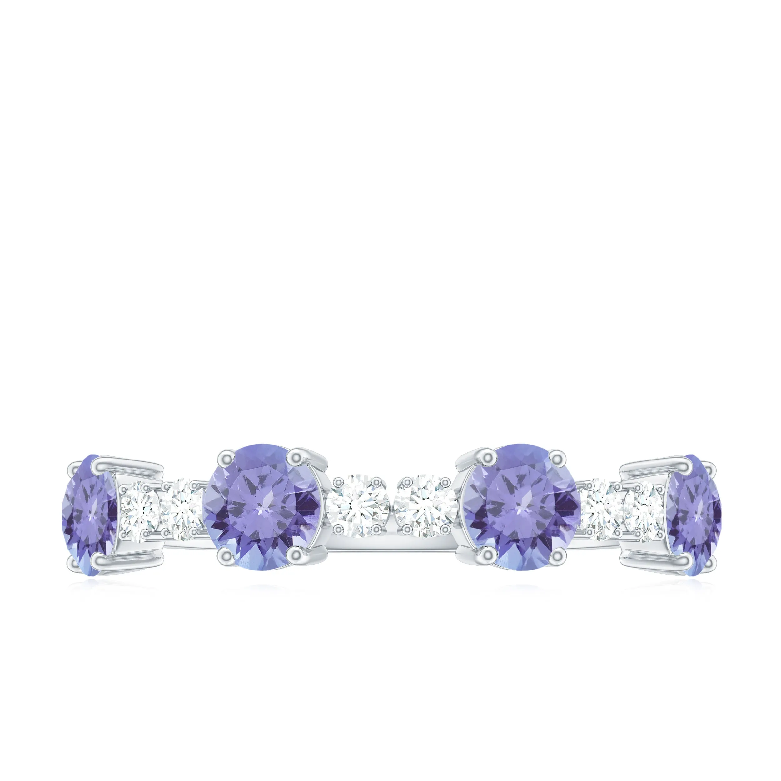 Real Tanzanite Wedding Half Eternity Ring