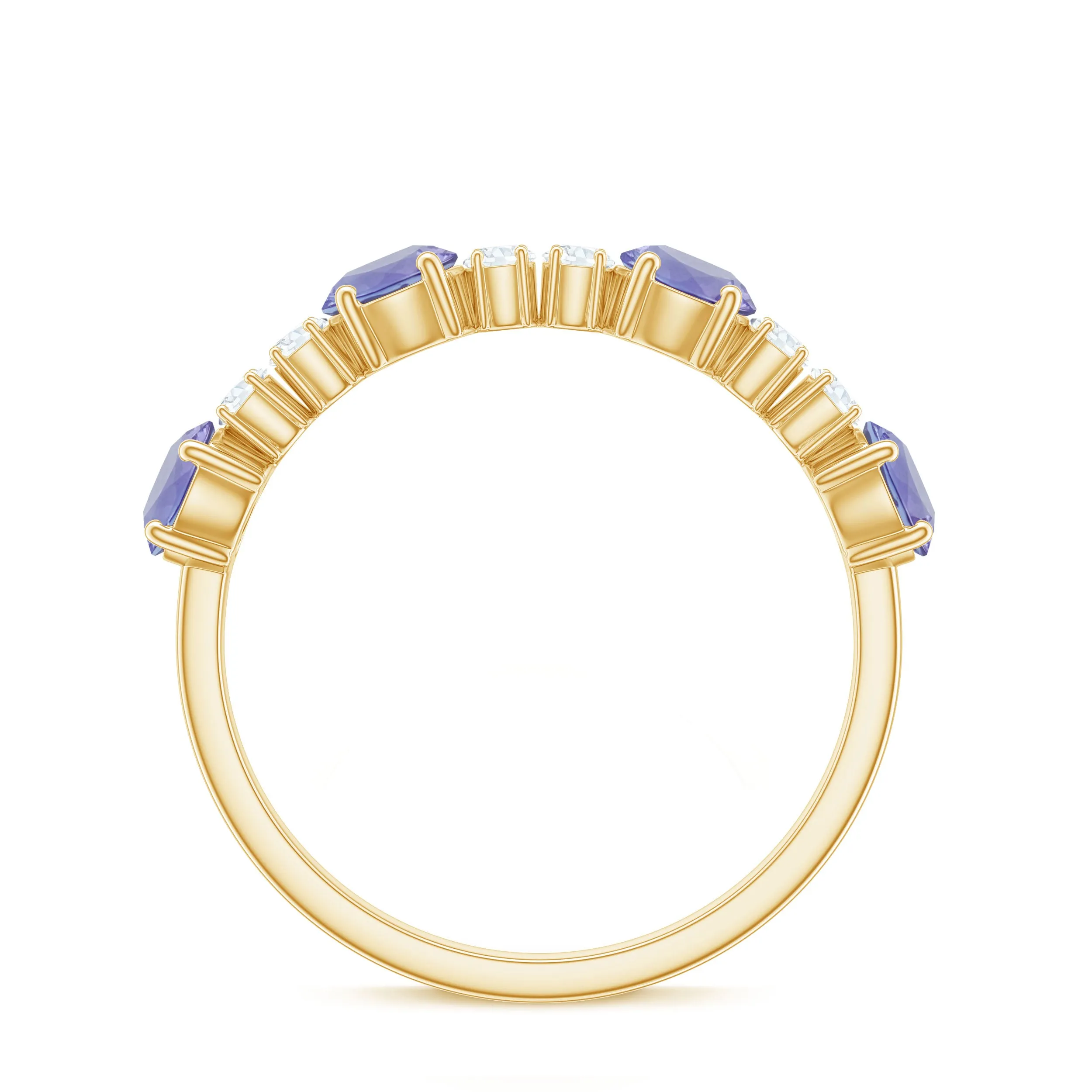 Real Tanzanite Wedding Half Eternity Ring