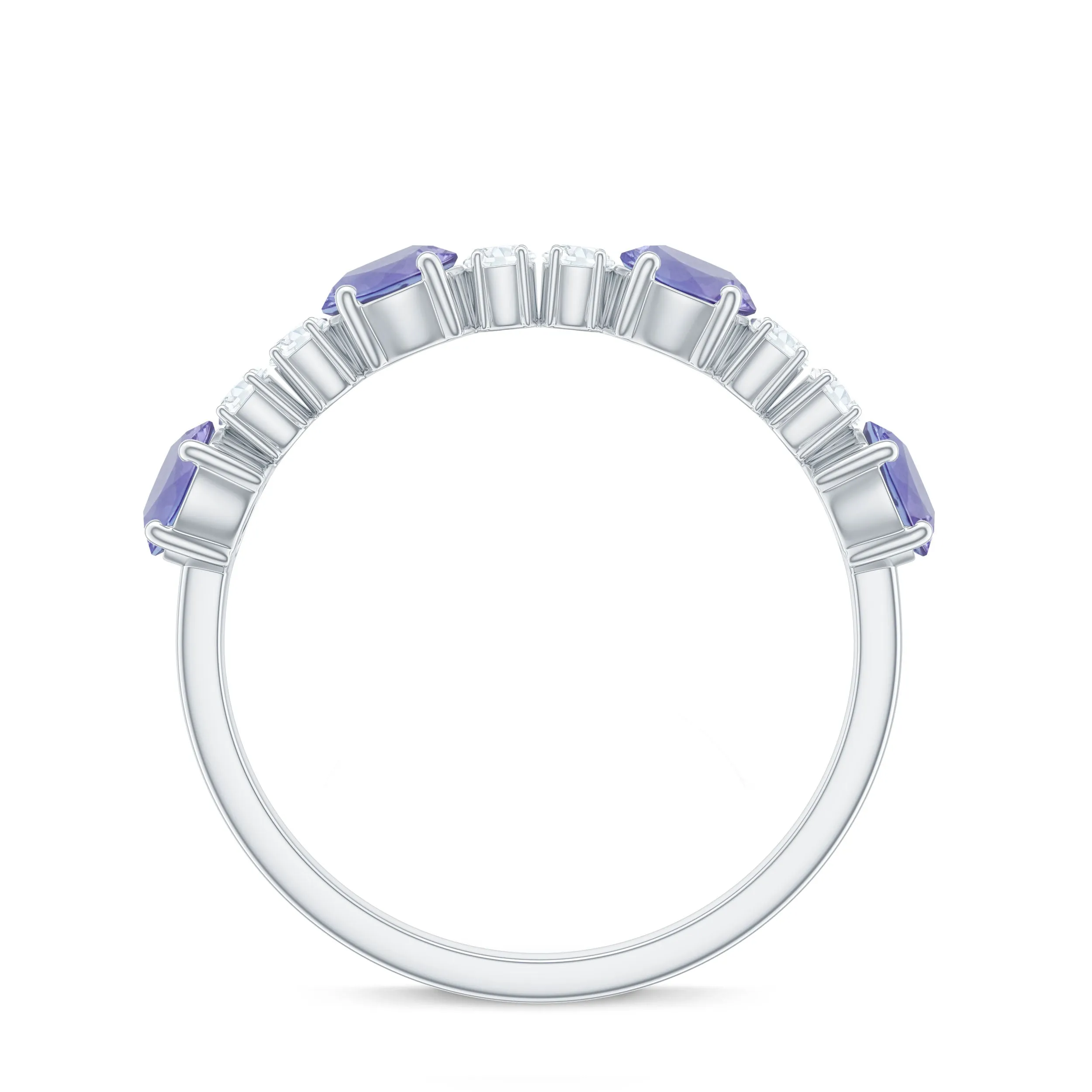 Real Tanzanite Wedding Half Eternity Ring