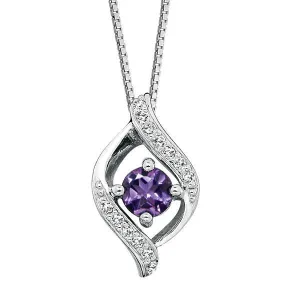 Silver Amethyst White Topaz Pend. W/Chain