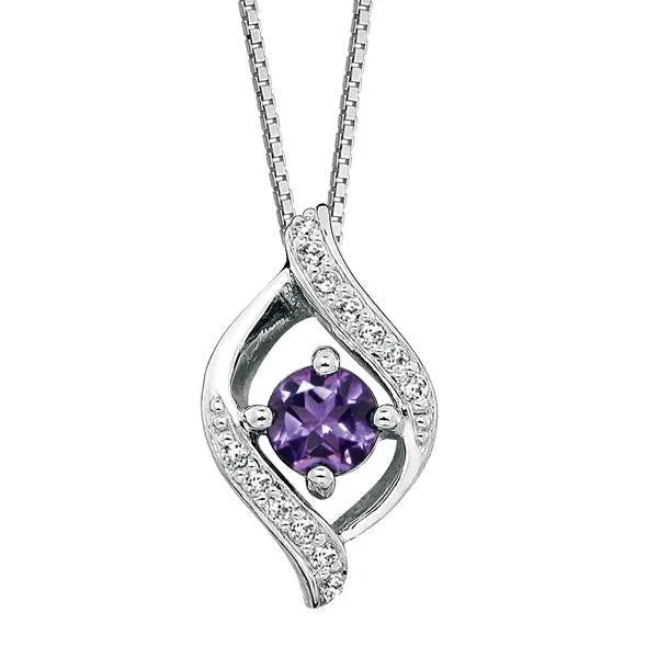 Silver Amethyst White Topaz Pend. W/Chain