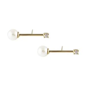 STAPLE WITH PEARL AND DIAMOND ENDS STUDS
