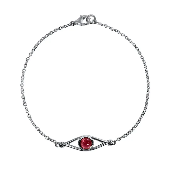 Sterling Silver Eclipse Collection Cable Chain Bracelet - With Cabochon