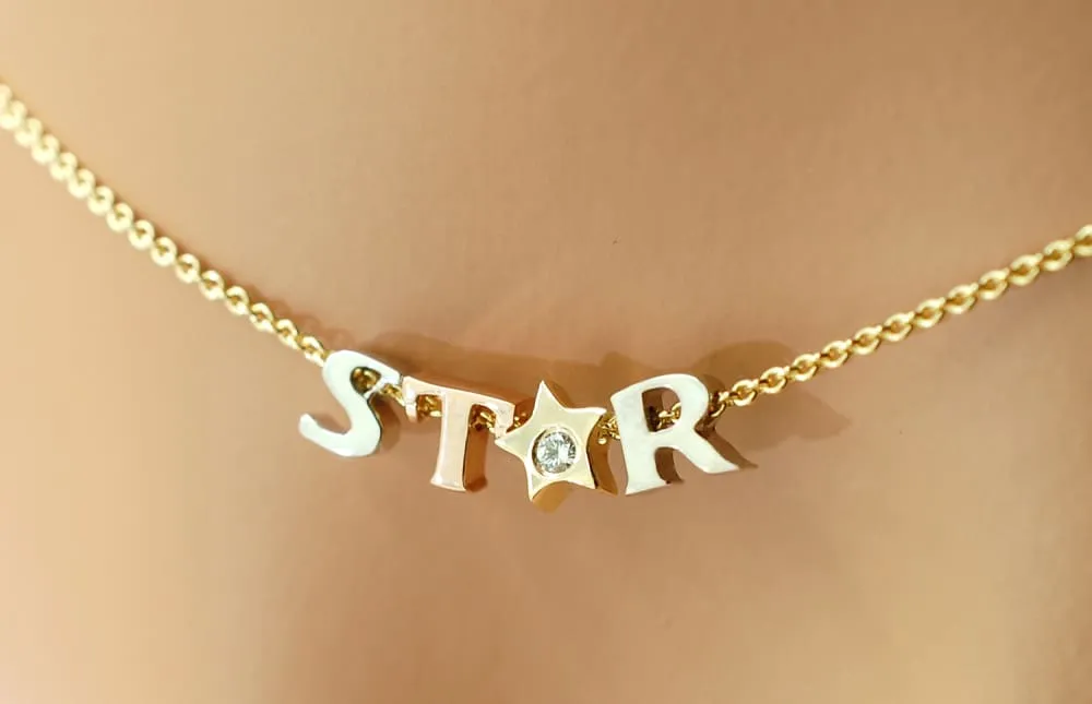 Tiny Letter Necklace, 14K Solid Gold Personalized Minimalist Jewelry gift For Her