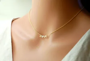 Tiny Letter Necklace, 14K Solid Gold Personalized Minimalist Jewelry gift For Her