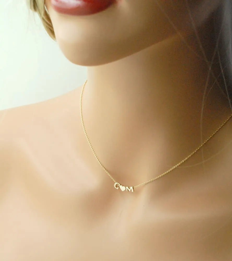 Tiny Letter Necklace, 14K Solid Gold Personalized Minimalist Jewelry gift For Her