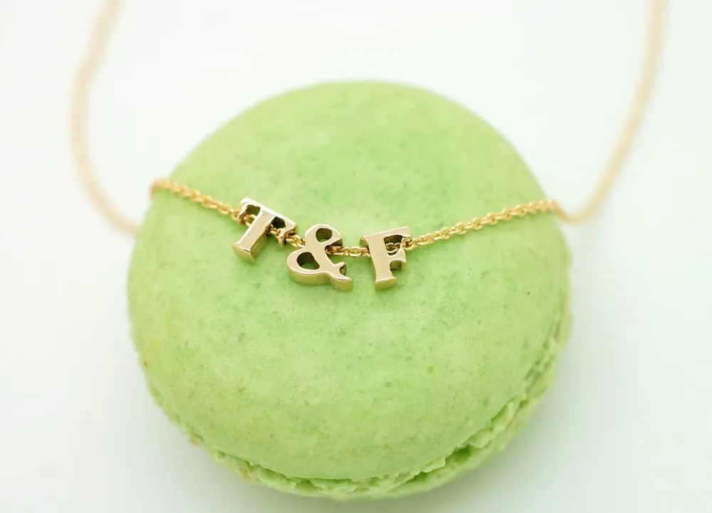 Tiny Letter Necklace, 14K Solid Gold Personalized Minimalist Jewelry gift For Her