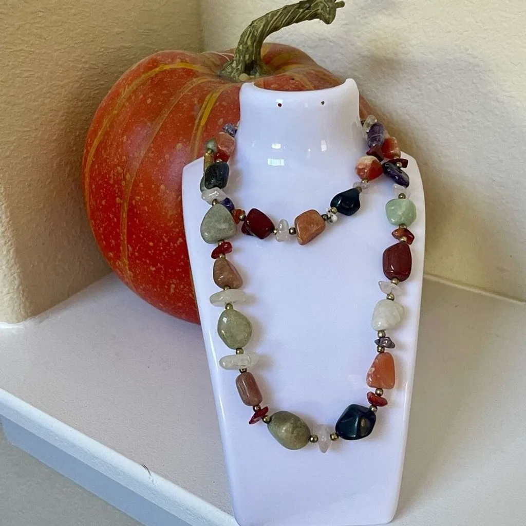Vintage Multi Natural Gemstone Necklace