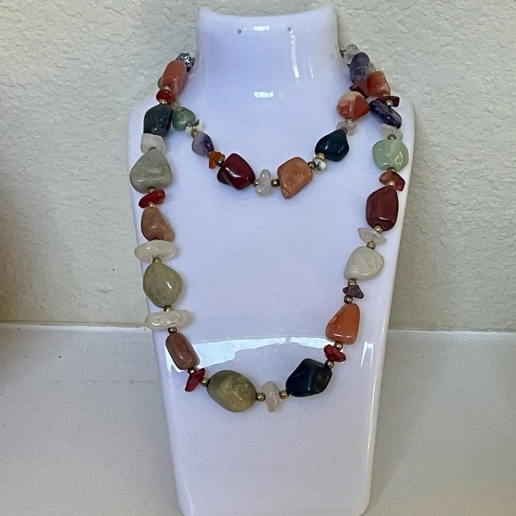 Vintage Multi Natural Gemstone Necklace