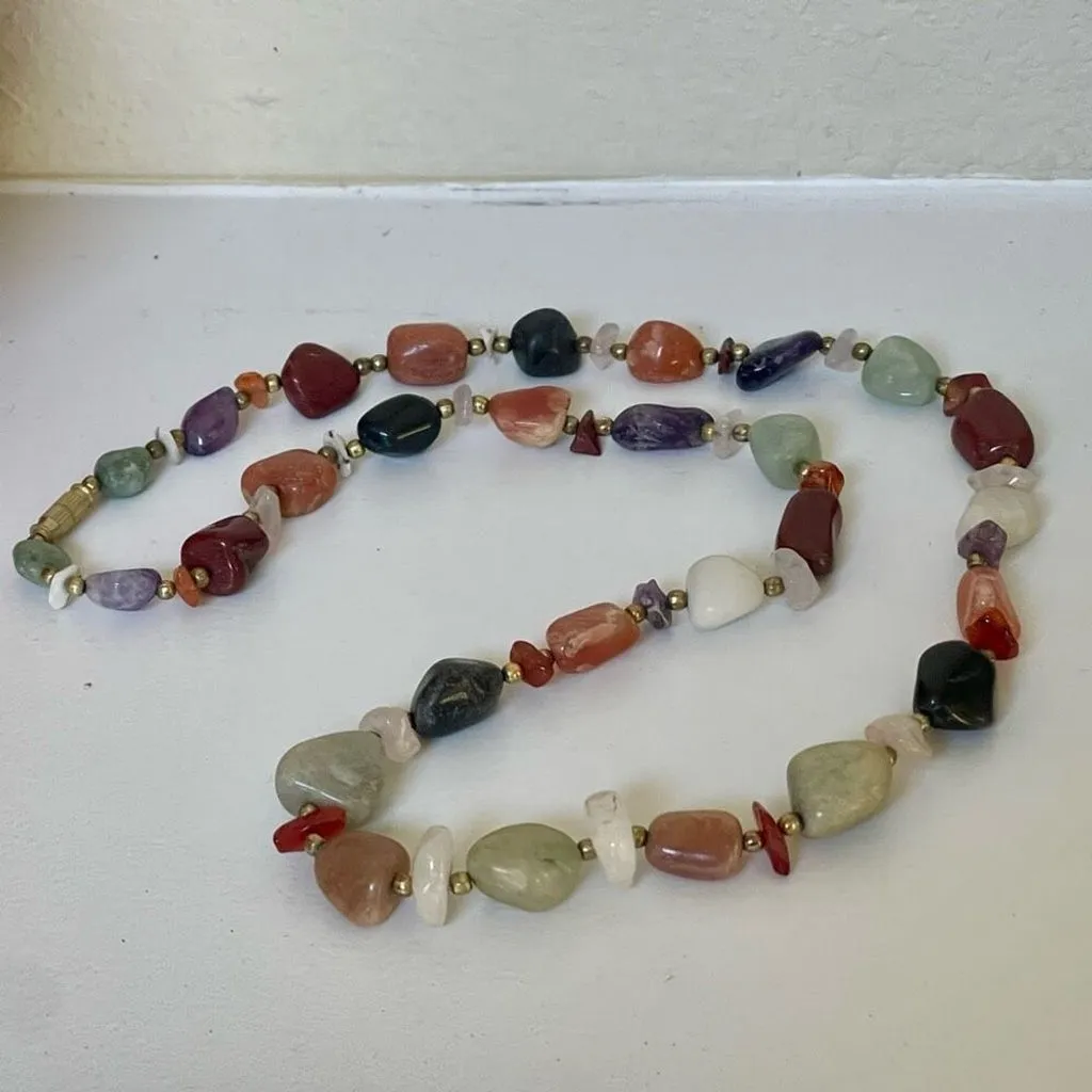 Vintage Multi Natural Gemstone Necklace