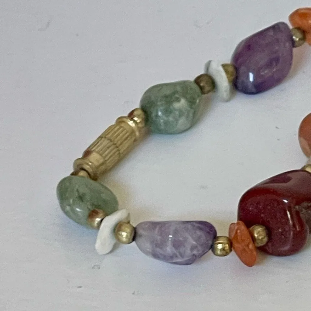 Vintage Multi Natural Gemstone Necklace
