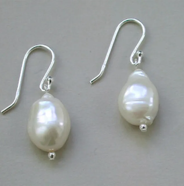 White Baroque Pearl Earrings
